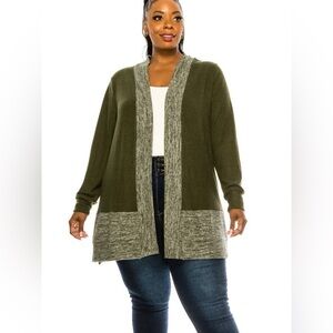NWT URBAN FEM Women's Plus Size Green/Grey Fleece Medium Length Coat 4X 26/28